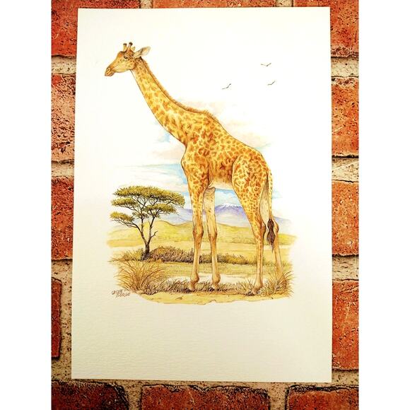 Giraffe - Ohne Sorge - 1999 Vtg‎ ART PRINT - 7"x10" - Unique Wall Decor - Picture 1 of 8